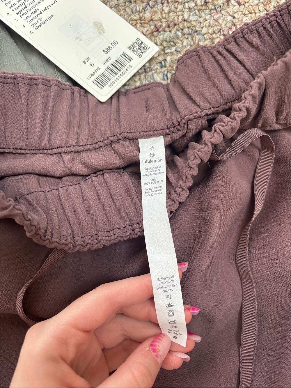 lululemon athletica Drawstring Scalloped Hem Mini Skirts - Olive & Plum - Picture 3 of 3